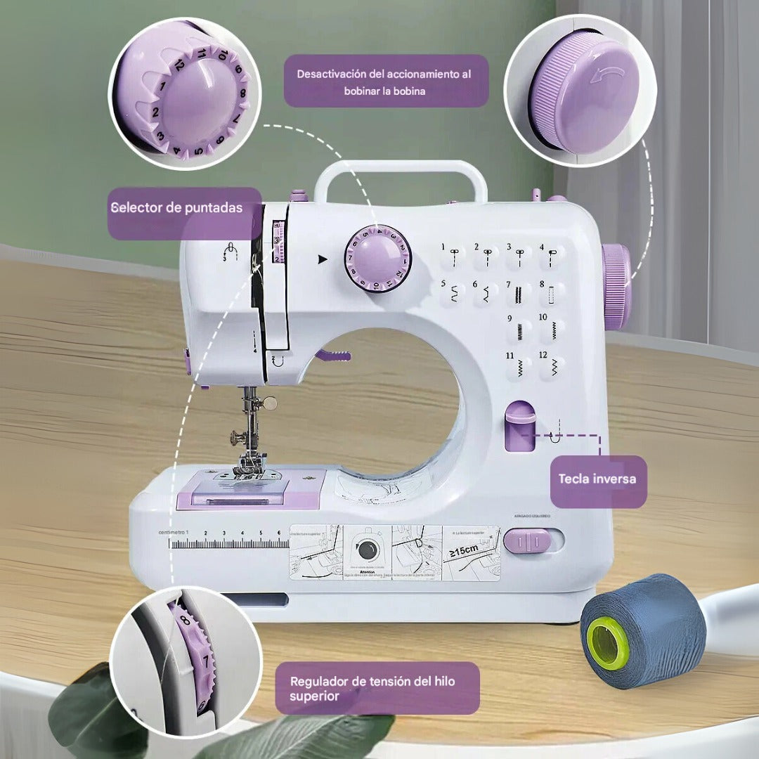 🧵 MAQUINA DE COSER CON COSTURA INVERSA Y 12 PUNTADAS CON MESA