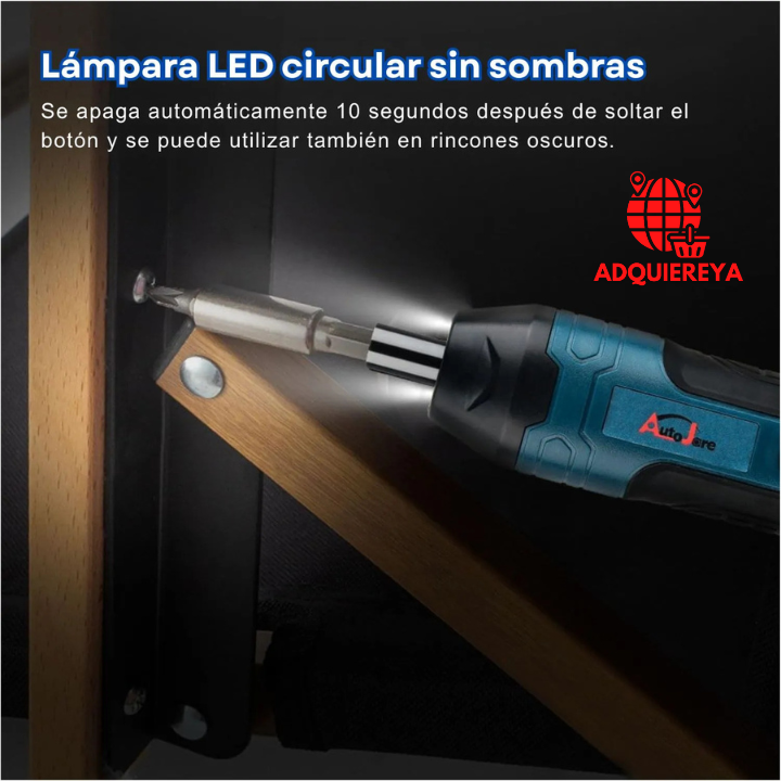 DESTORNILLADOR INALÁMBRICO CON 105 PIEZAS Y LUZ LED
