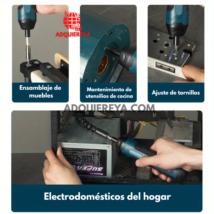 DESTORNILLADOR INALÁMBRICO CON 105 PIEZAS Y LUZ LED