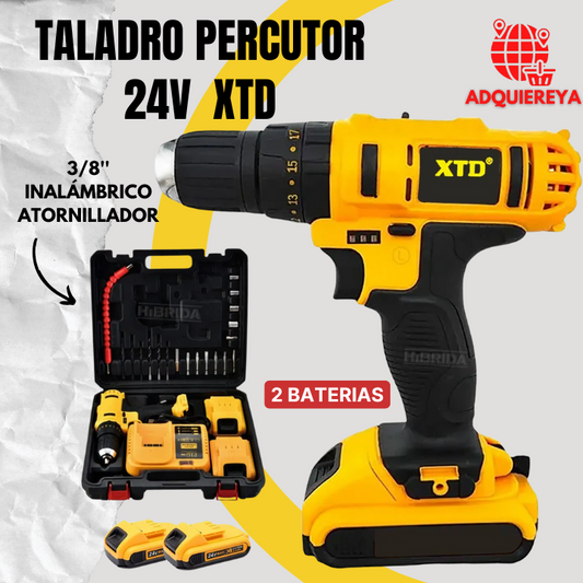 TALADRO PERCUTOR 24V 3/8'' INALÁMBRICO ATORNILLADOR XTD