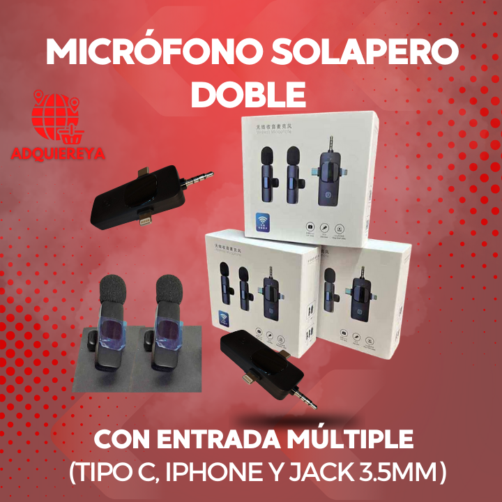 DOBLE MICROFONO SOLAPERO CON RECEPTOR DE ENTRADA MÚLTIPLE