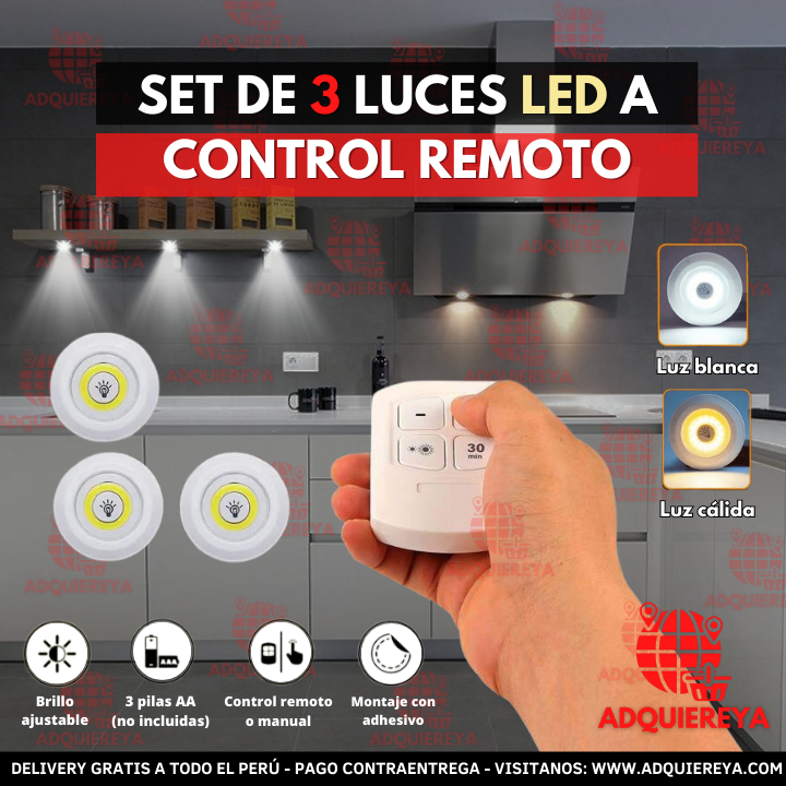 SET DE 3 LUCES LED CONTROL REMOTO