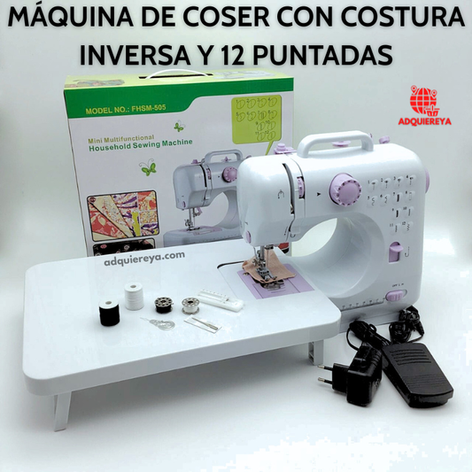 🧵 MAQUINA DE COSER CON COSTURA INVERSA Y 12 PUNTADAS CON MESA