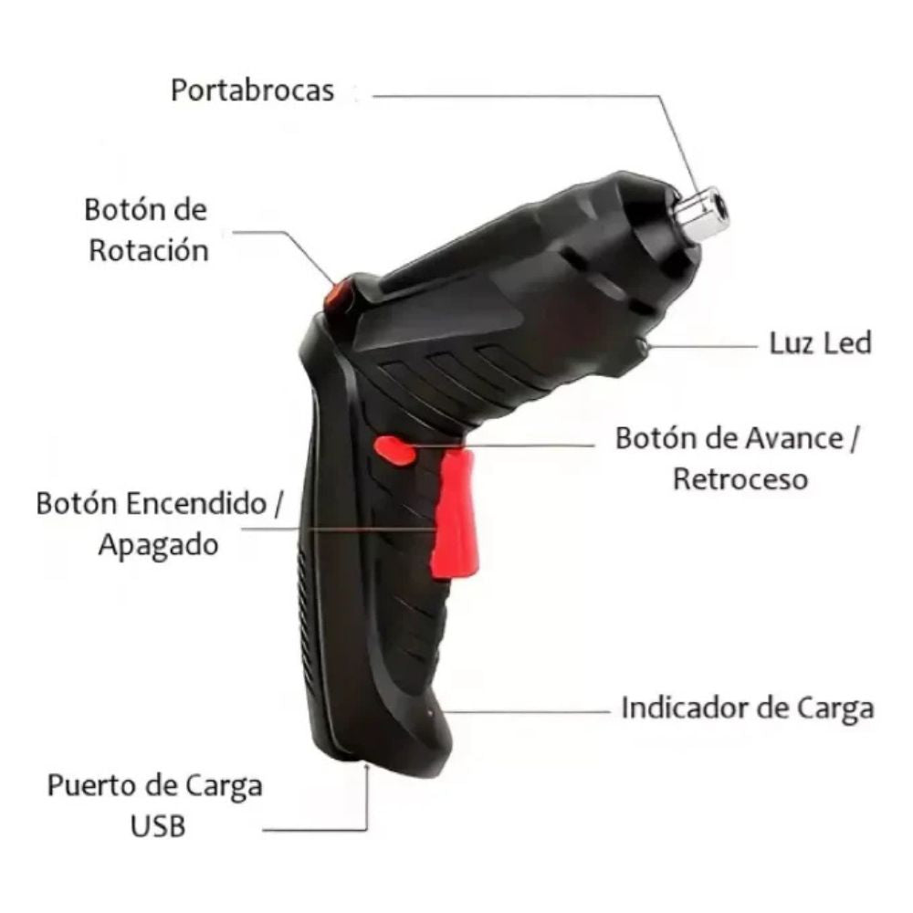 DESTORNILLADOR INALÁMBRICO MULTIUSOS 47 EN 1 RECARGABLE